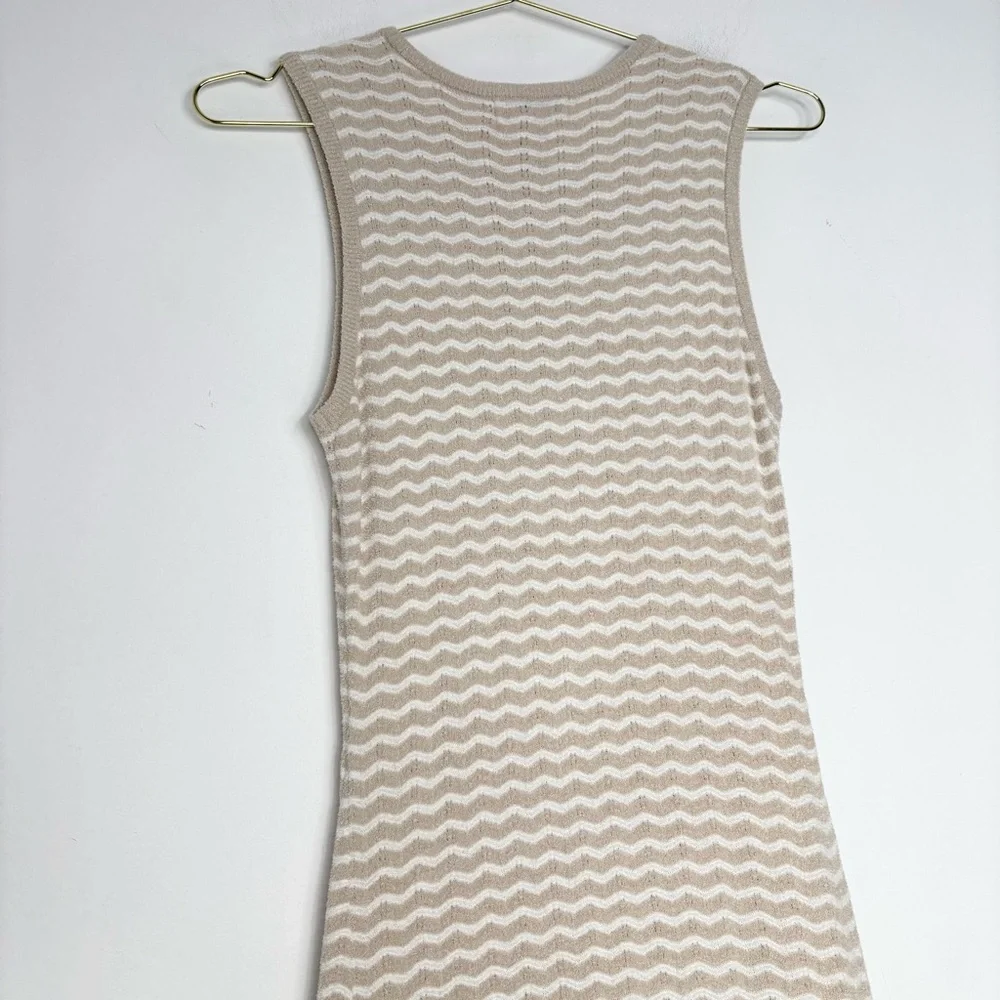 Barefoot Dreams CozyChic Ultra Lite Pointelle Tank Dress Stone Pearl Small NWT